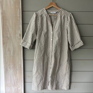Greylin Striped Linen Blend Button-Front Dress – Size L
